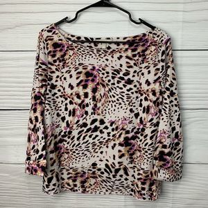 Banana Republic Blouse Leopard Print Boat Neck L
